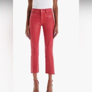 MOTHER Women's Cropped Jeans in Red